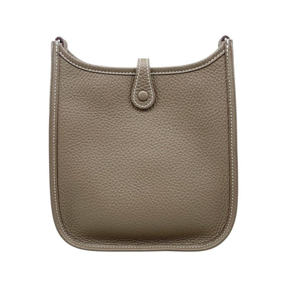 Hermes Shoulder Bag Evelyne TPM Taurillon Clemence Etoupe Blue Indigo Gray — view 2