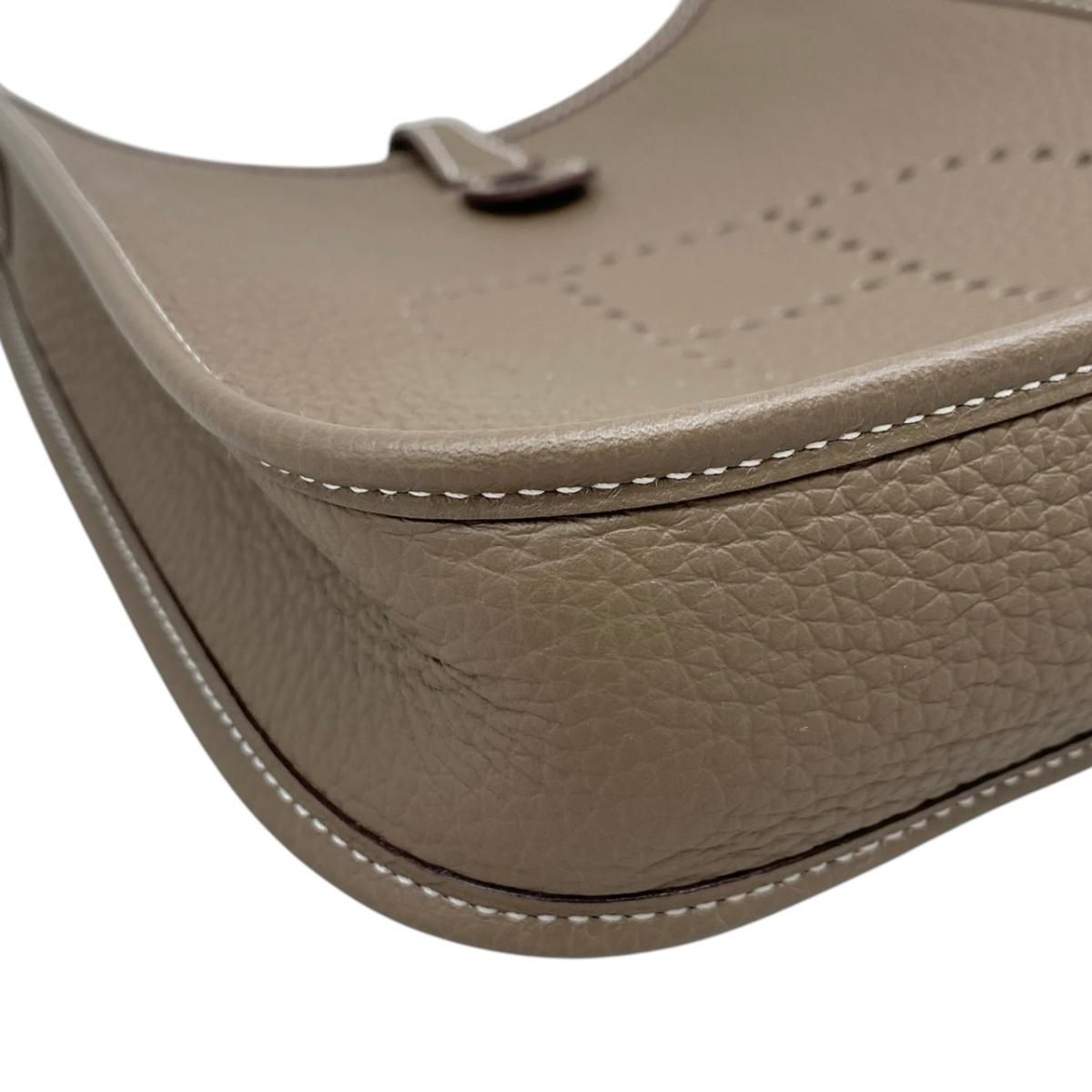 Hermes Shoulder Bag Evelyne TPM Taurillon Clemence Etoupe Blue Indigo Gray — view 6