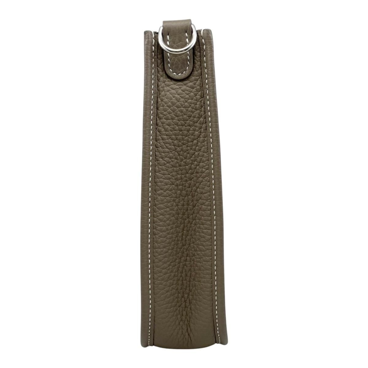 Hermes Shoulder Bag Evelyne TPM Taurillon Clemence Etoupe Blue Indigo Gray — view 4