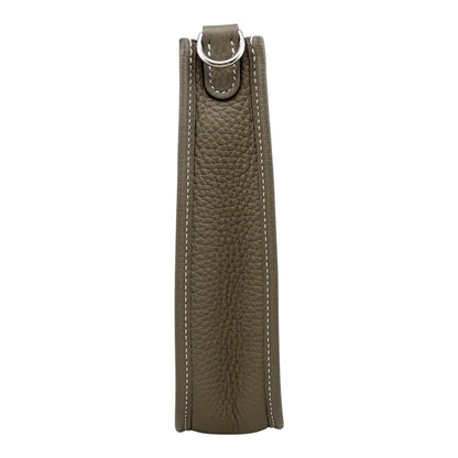 Hermes Shoulder Bag Evelyne TPM Taurillon Clemence Etoupe Blue Indigo Gray — view 4