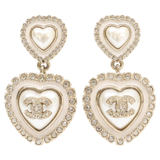 Chanel Rhinestone CC Logo Double Pearl Earring