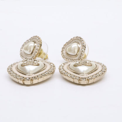 Chanel Rhinestone CC Logo Double Pearl Earring — view 3