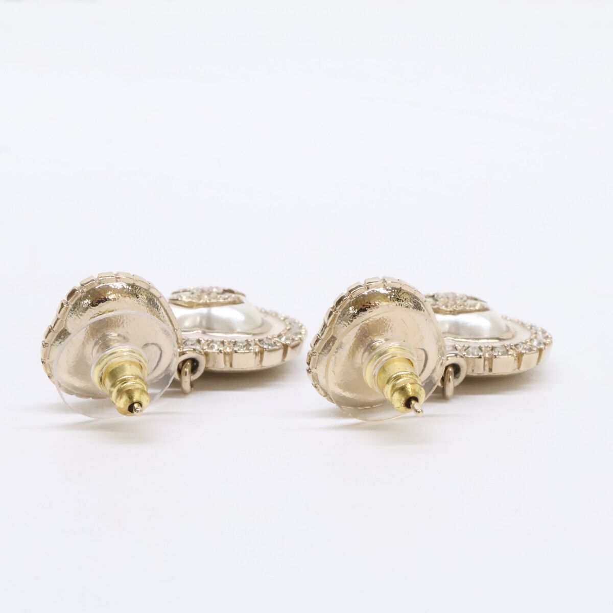Chanel Rhinestone CC Logo Double Pearl Earring — view 5