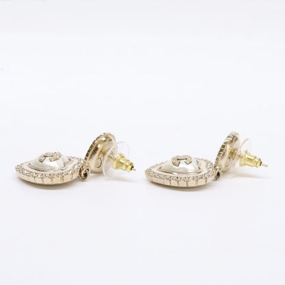 Chanel Rhinestone CC Logo Double Pearl Earring — view 2
