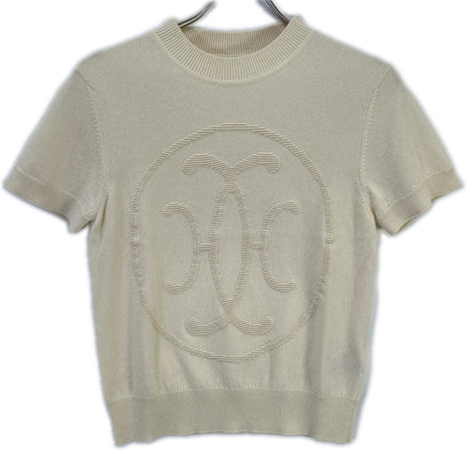 Hermes Off White Lift Cashmere Short Sleeve Knit 38 Sweater