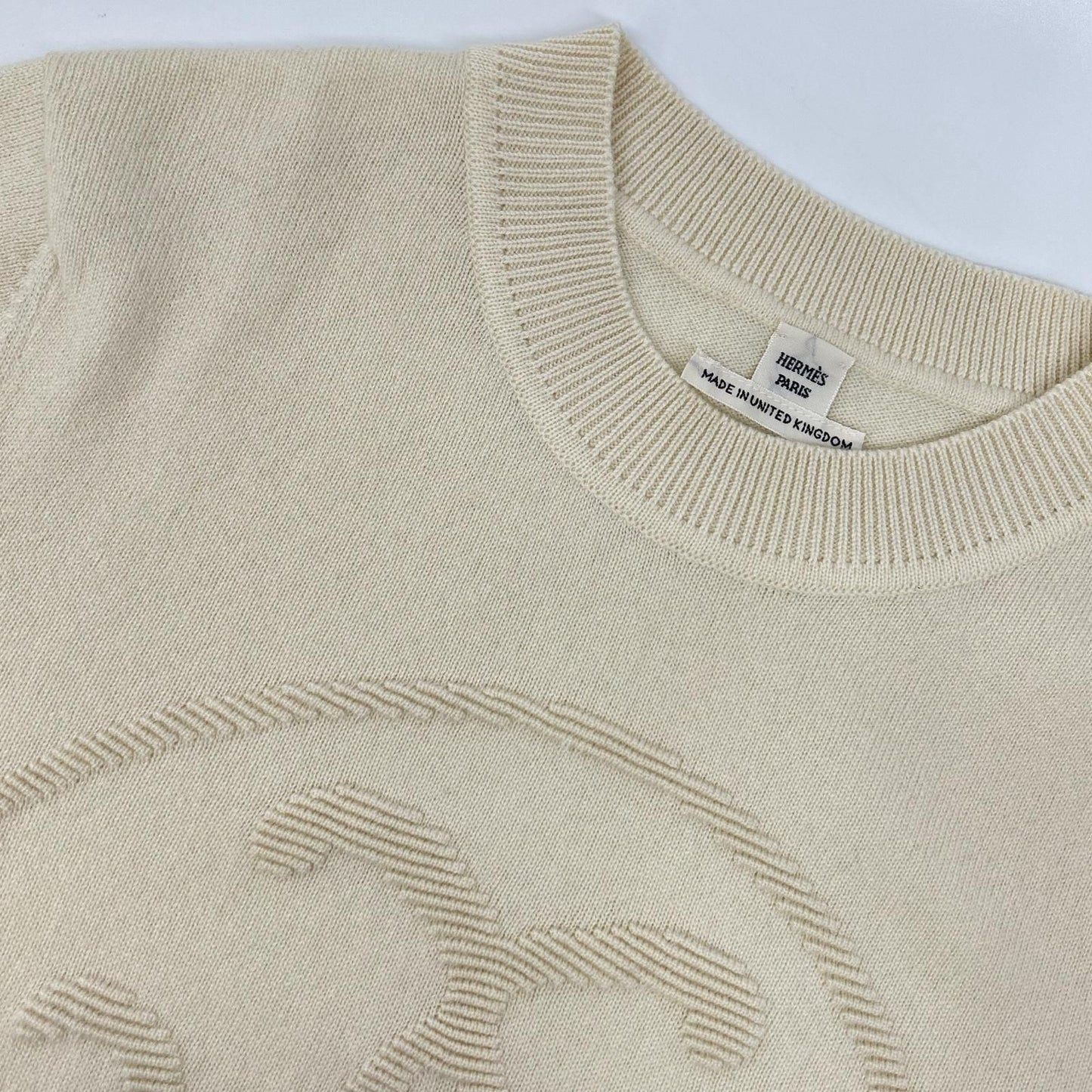 Hermes Off White Lift Cashmere Short Sleeve Knit 38 Sweater — view 6