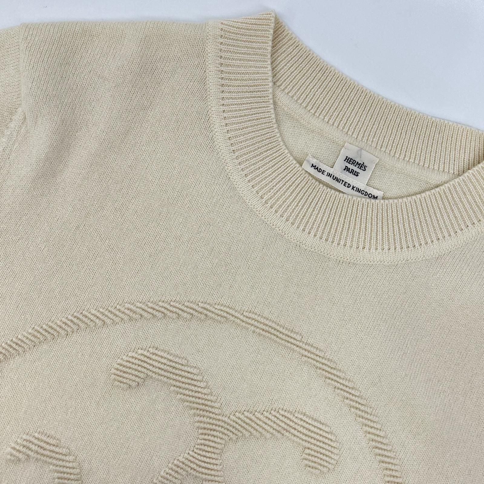 Hermes Off White Lift Cashmere Short Sleeve Knit 38 Sweater — view 6