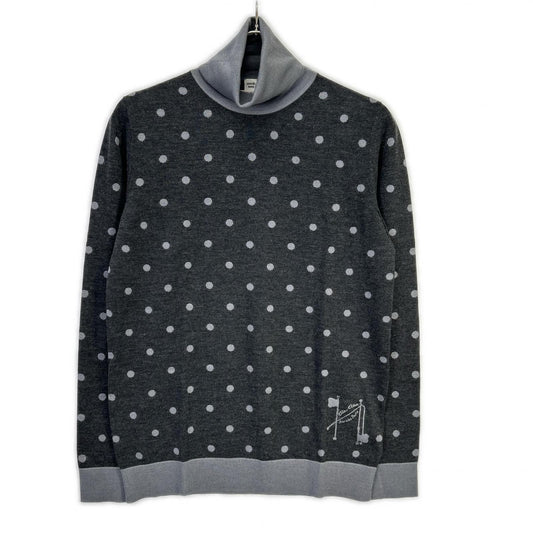 Hermes Dot Pattern Cashmere Silk Turtleneck Knit 40 Sweater