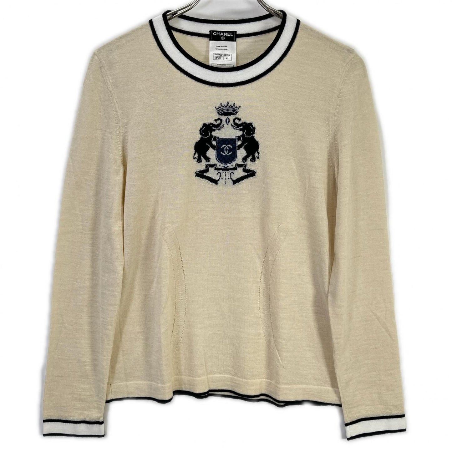 Chanel Emblem Logo Embroidery Knit Sweater 40