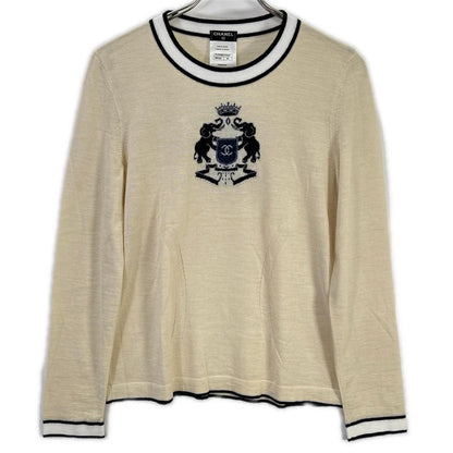 Chanel Emblem Logo Embroidery Knit Sweater 40
