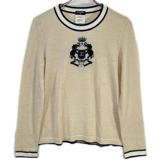 Chanel Emblem Logo Embroidery Knit Sweater 40