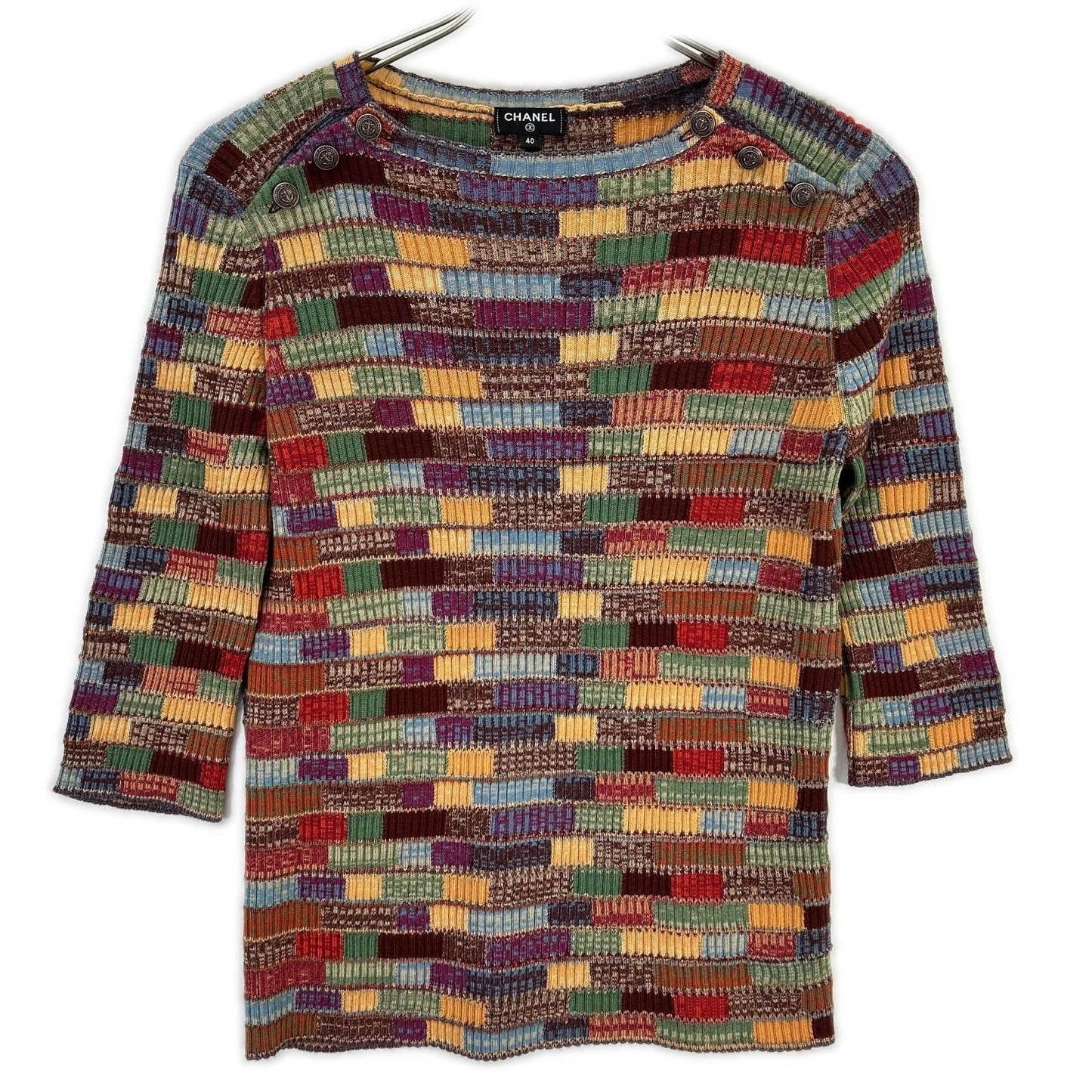 Chanel Multicolor Cashmere Blend Knit 40 Sweater