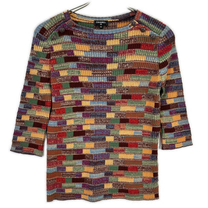 Chanel Multicolor Cashmere Blend Knit 40 Sweater