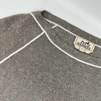 Hermes Gray Linen Mixed Drawstring Knit Sweater — view 7