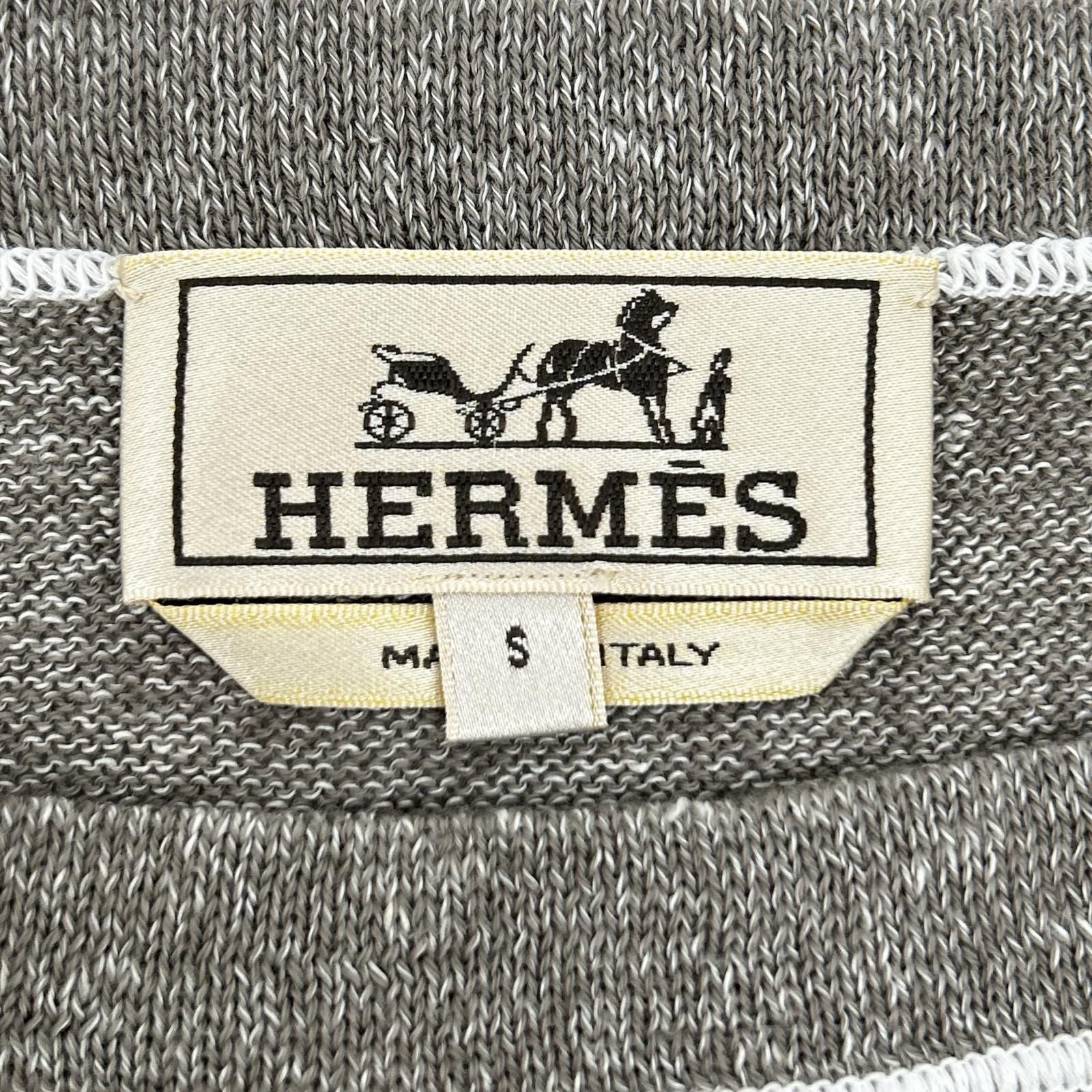 Hermes Gray Linen Mixed Drawstring Knit Sweater — view 3