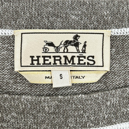 Hermes Gray Linen Mixed Drawstring Knit Sweater — view 3
