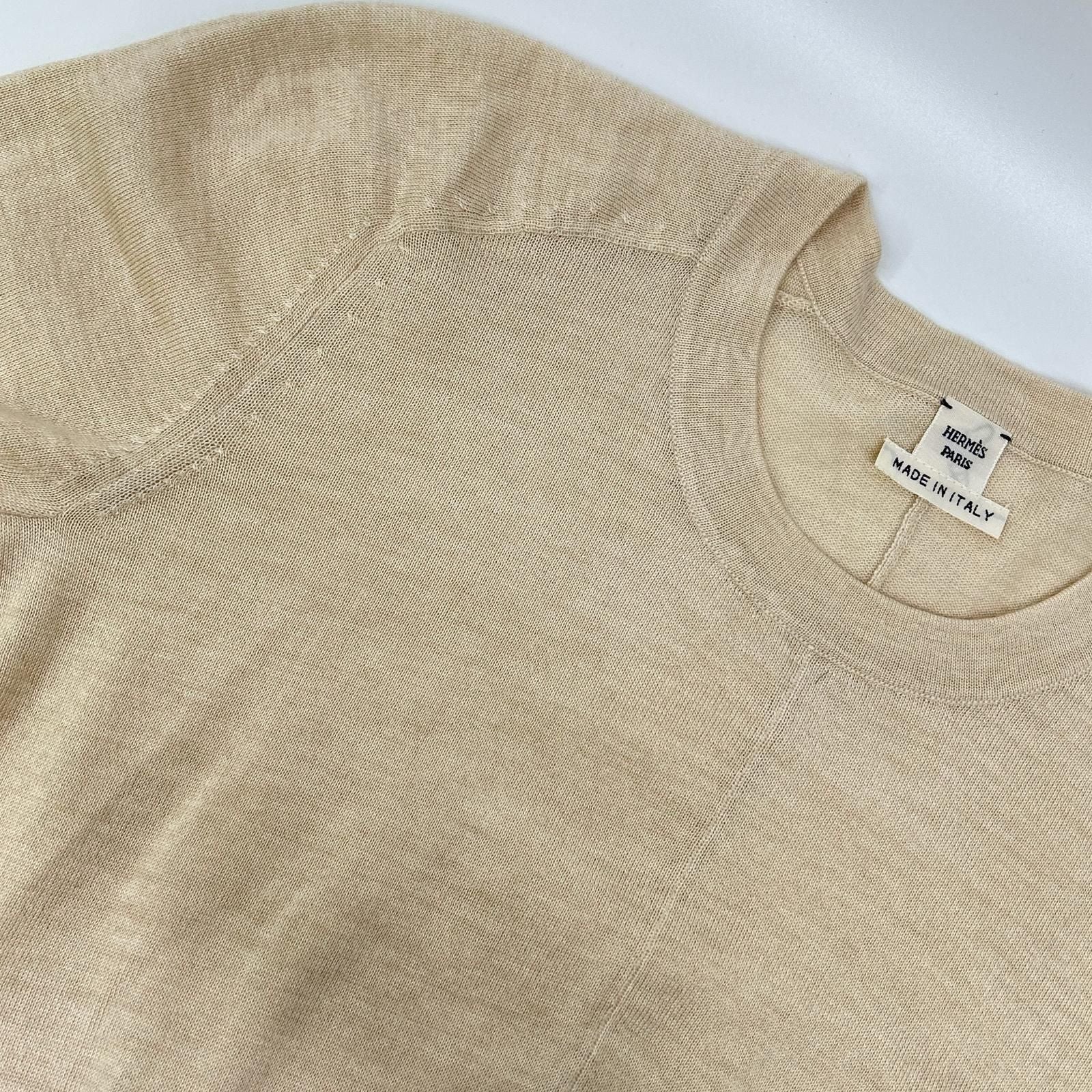 Hermes Beige Cashmere Silk Knit Sweater 40 — view 6