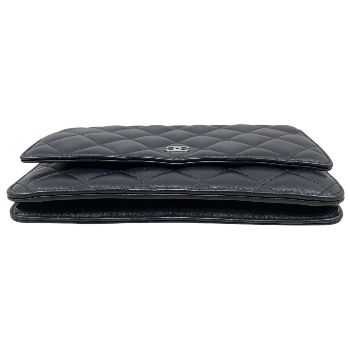 Chanel Shoulder Bag Chain Wallet Quilted Lambskin CC Logo Black Silver — view 3