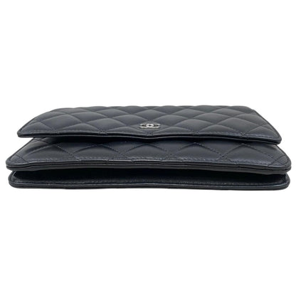 Chanel Shoulder Bag Chain Wallet Quilted Lambskin CC Logo Black Silver — view 3