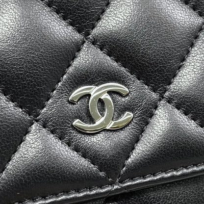 Chanel Shoulder Bag Chain Wallet Quilted Lambskin CC Logo Black Silver — view 6