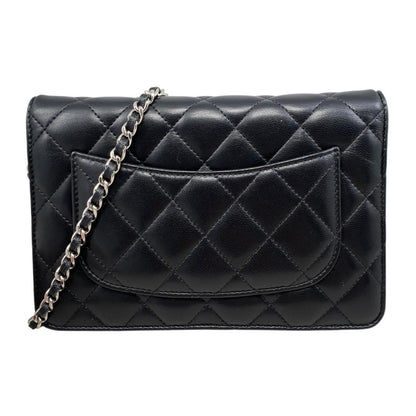 Chanel Shoulder Bag Chain Wallet Quilted Lambskin CC Logo Black Silver — view 2