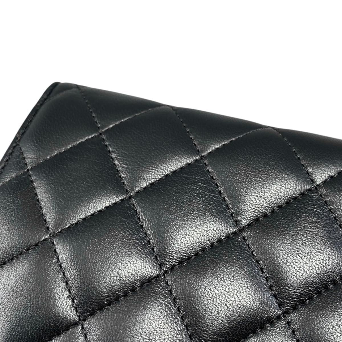 Chanel Shoulder Bag Chain Wallet Quilted Lambskin CC Logo Black Silver — view 7