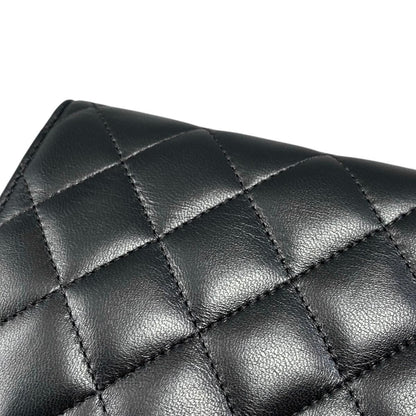 Chanel Shoulder Bag Chain Wallet Quilted Lambskin CC Logo Black Silver — view 7