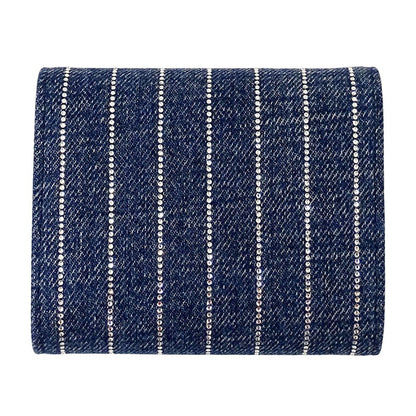 Celine Wallet Triomphe Trifold Denim Small Flap Blue Rhinestone Stripe Mini — view 2