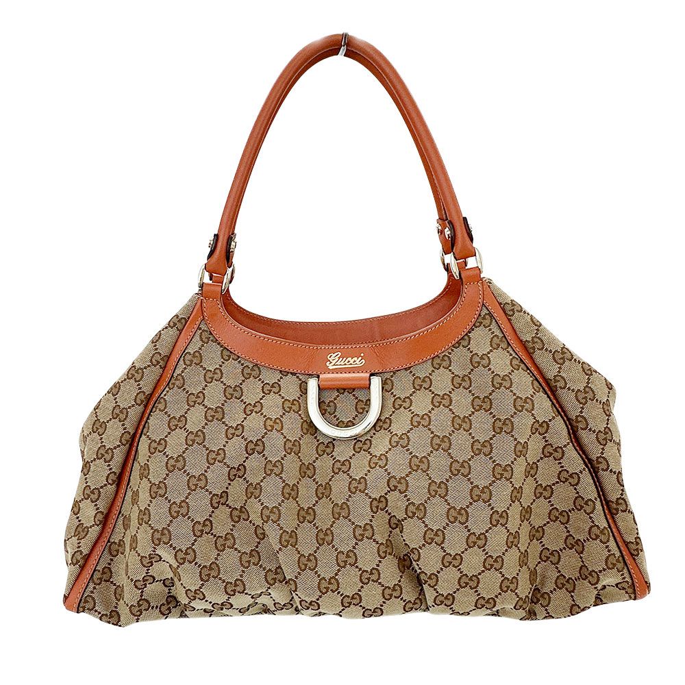 Gucci Abbey Shoulder Bag GG Canvas Beige Orange