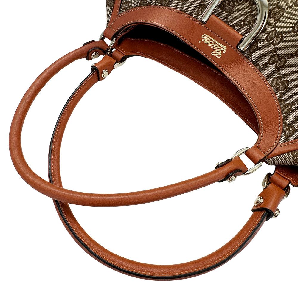 Gucci Abbey Shoulder Bag GG Canvas Beige Orange — view 8