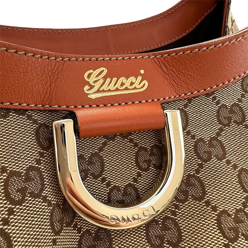Gucci Abbey Shoulder Bag GG Canvas Beige Orange — view 7