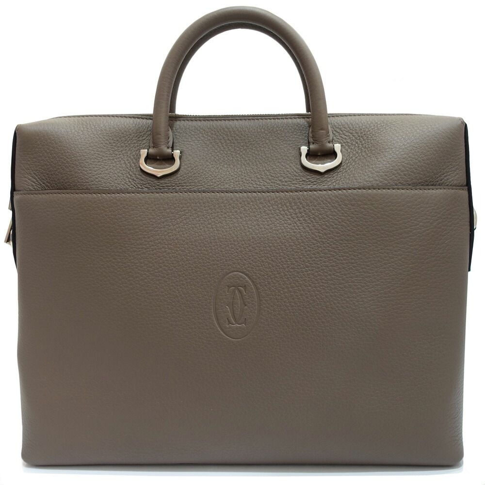 Cartier Must de Cartier Document Case Handbag 2-Way Leather Gray Silver