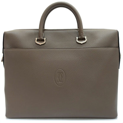 Cartier Must de Cartier Document Case Handbag 2-Way Leather Gray Silver