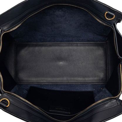 Saint Laurent YSL Logo Downtown Cabas 2-Way Shoulder Bag Navy Leather Suede — view 4