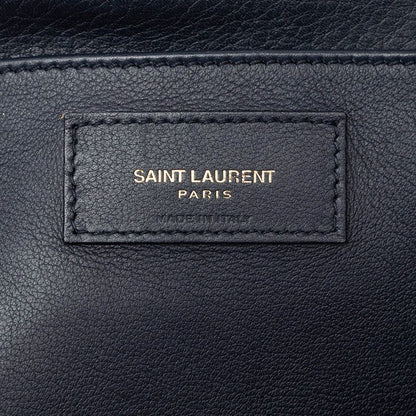 Saint Laurent YSL Logo Downtown Cabas 2-Way Shoulder Bag Navy Leather Suede — view 5