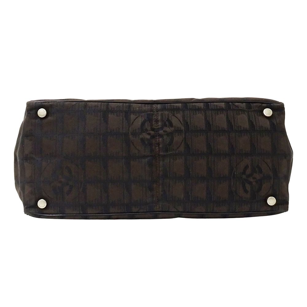 Chanel New Travel Tote Nylon Dark Brown Silver — view 3