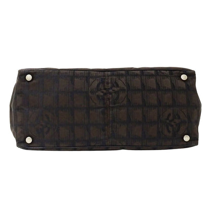 Chanel New Travel Tote Nylon Dark Brown Silver — view 3