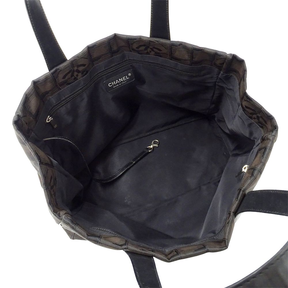 Chanel New Travel Tote Nylon Dark Brown Silver — view 5