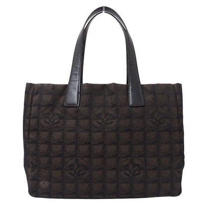 Chanel New Travel Tote Nylon Dark Brown Silver