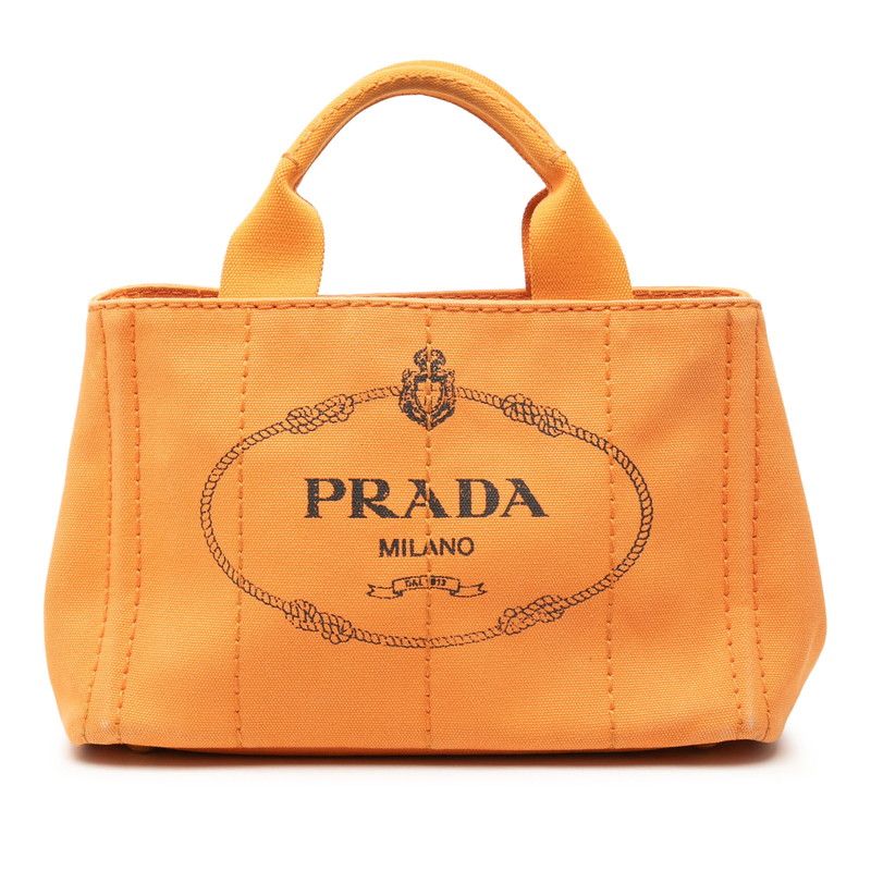Prada Canapa Mini Handbag Orange Canvas