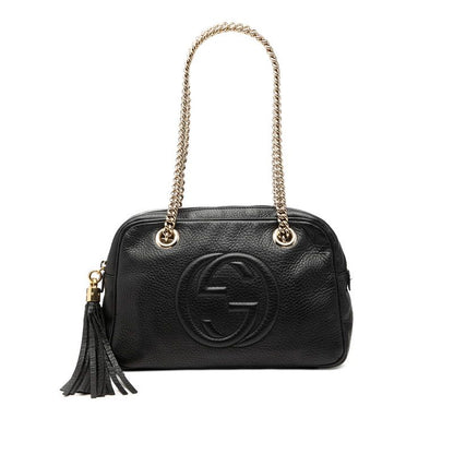 Gucci Soho Tassel Chain Shoulder Bag Black Leather