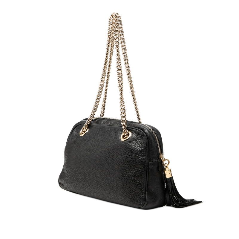 Gucci Soho Tassel Chain Shoulder Bag Black Leather — view 2