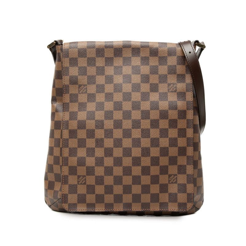 Louis Vuitton Damier Musette Crossbody Shoulder Bag Brown Leather
