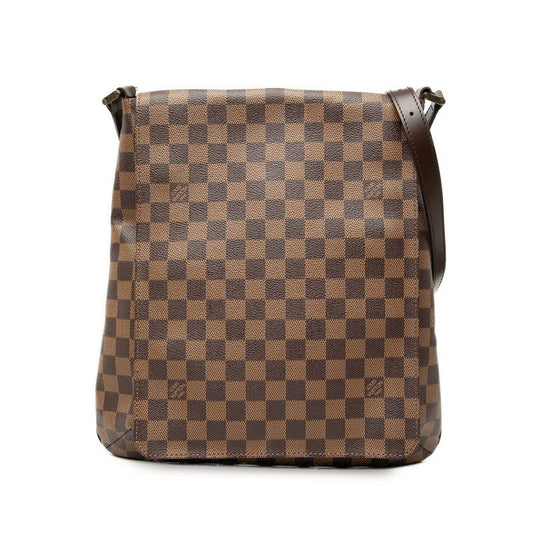 Louis Vuitton Damier Musette Crossbody Shoulder Bag Brown Leather