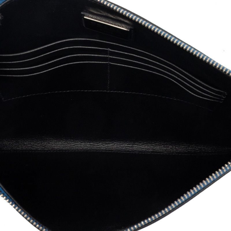 Prada Brick Marine Taste Fish Clutch Shoulder Bag Blue White Saffiano Leather — view 4