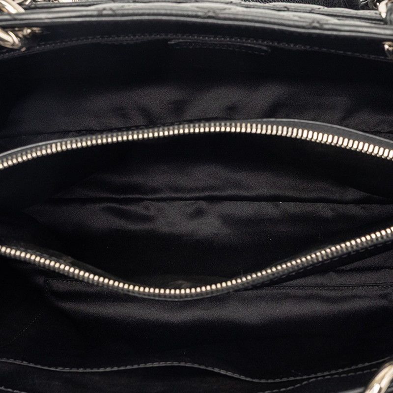 Chanel Quilted CC Logo Chain Tote Black Caviar Leather — view 4