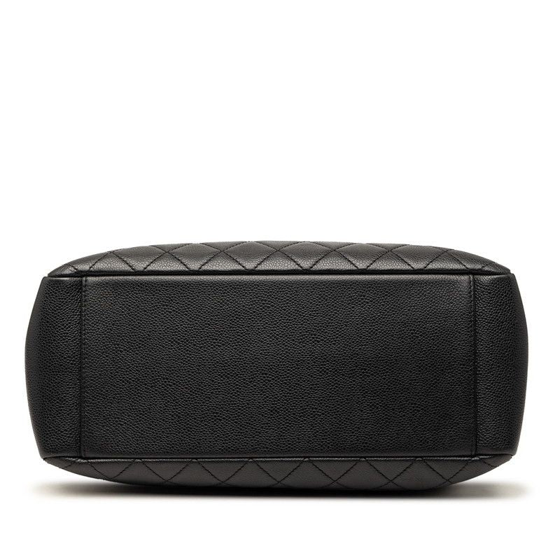 Chanel Quilted CC Logo Chain Tote Black Caviar Leather — view 3