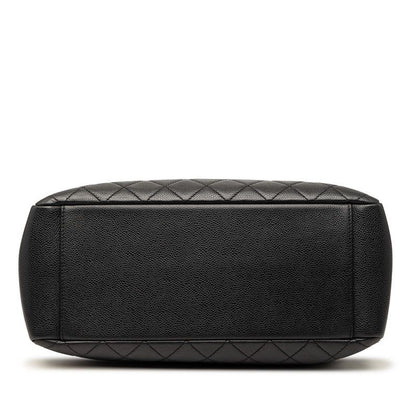 Chanel Quilted CC Logo Chain Tote Black Caviar Leather — view 3