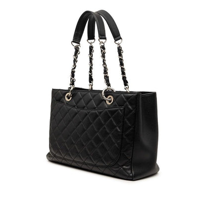 Chanel Quilted CC Logo Chain Tote Black Caviar Leather — view 2