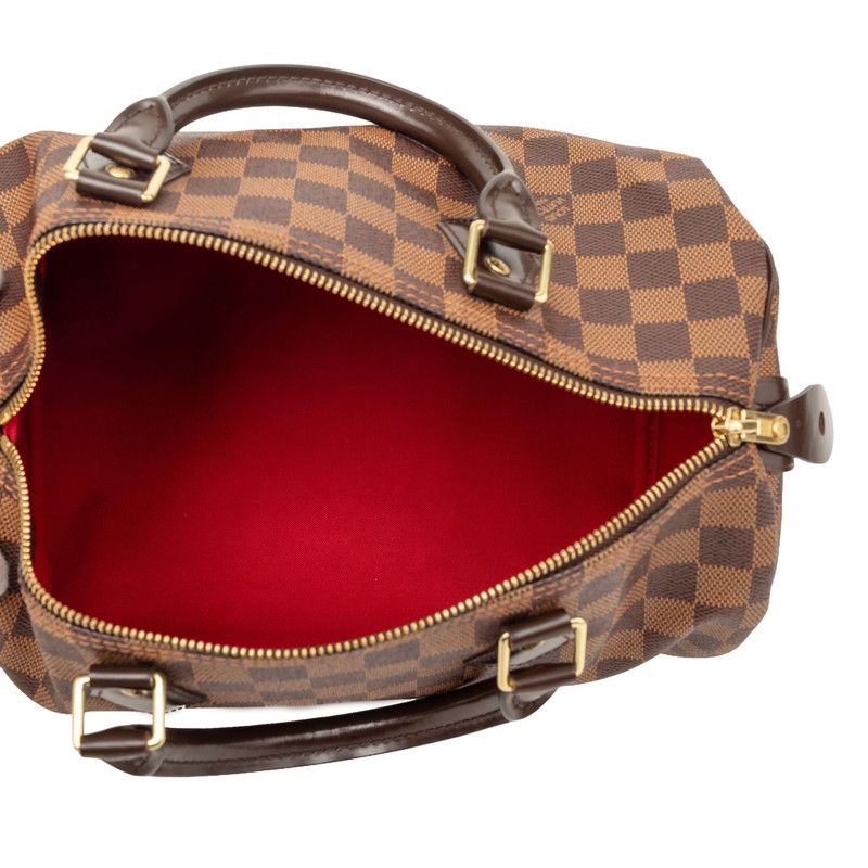Louis Vuitton Damier Speedy 30 Mini Boston Bag Brown Leather — view 4